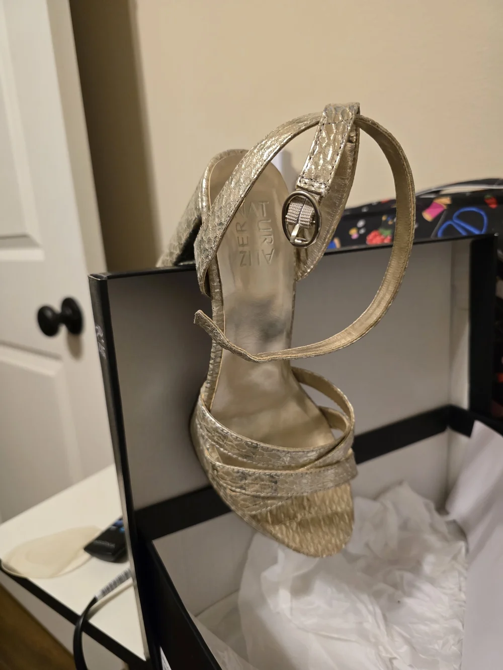 Gold Platform Slingback Heels - Women's Dress Sandals